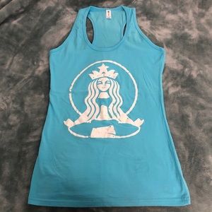 NWOT Yogaste Starbucks yoga tank - pool blue Large